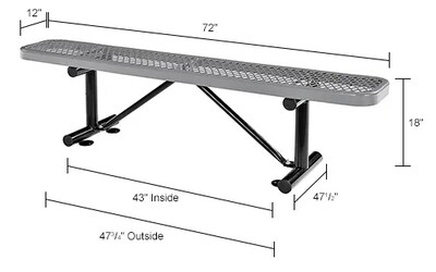 Global Industrial 6' Outdoor Steel Flat Bench, Expanded Metal, Gray (277156GY)