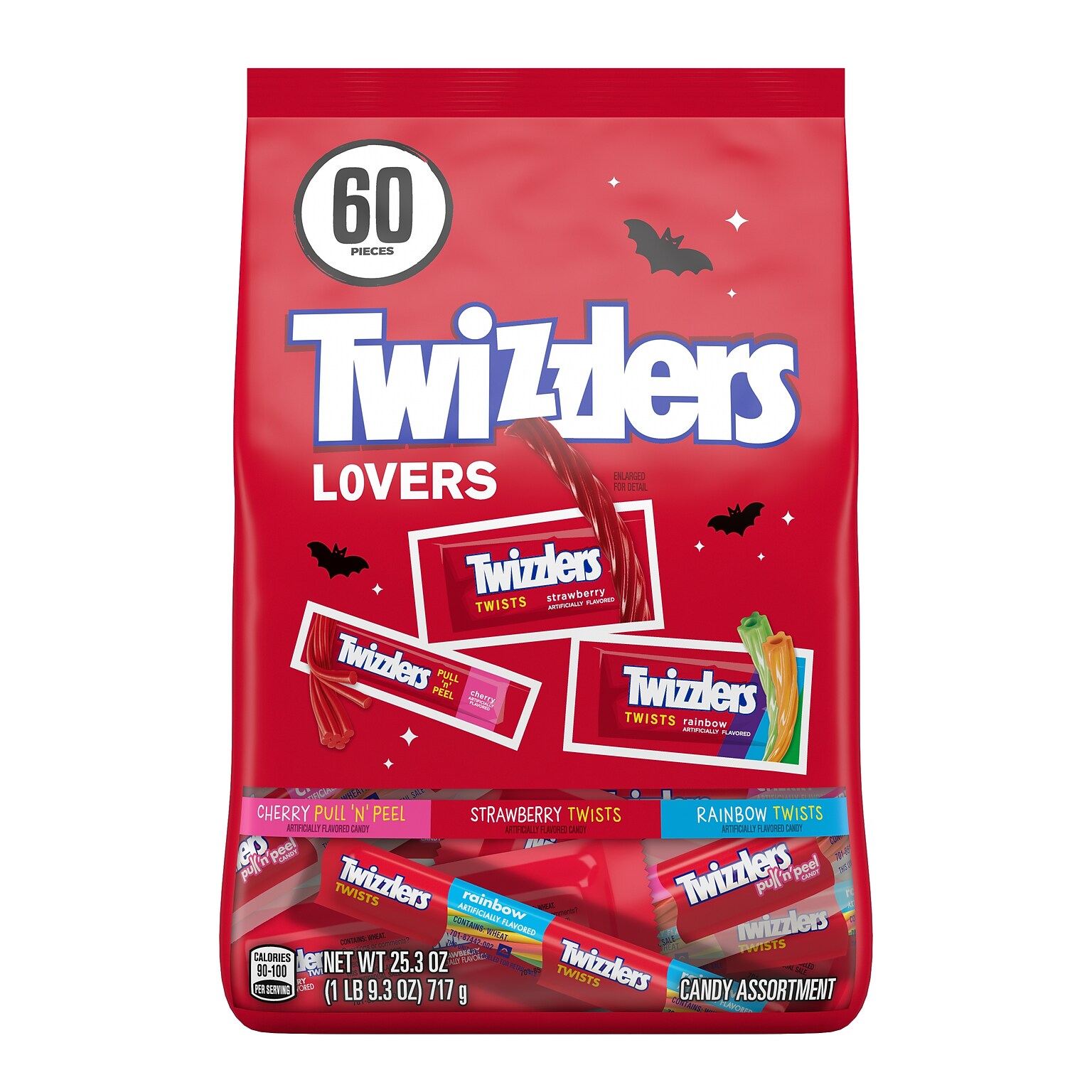 Twizzlers Halloween Lovers Snack Size Assortment, 25.3 oz., 60 Pieces (HEC46685)