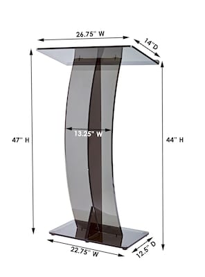 AdirOffice 47" Speaker Podium Lectern, Transparent Black (661-03-BLK)