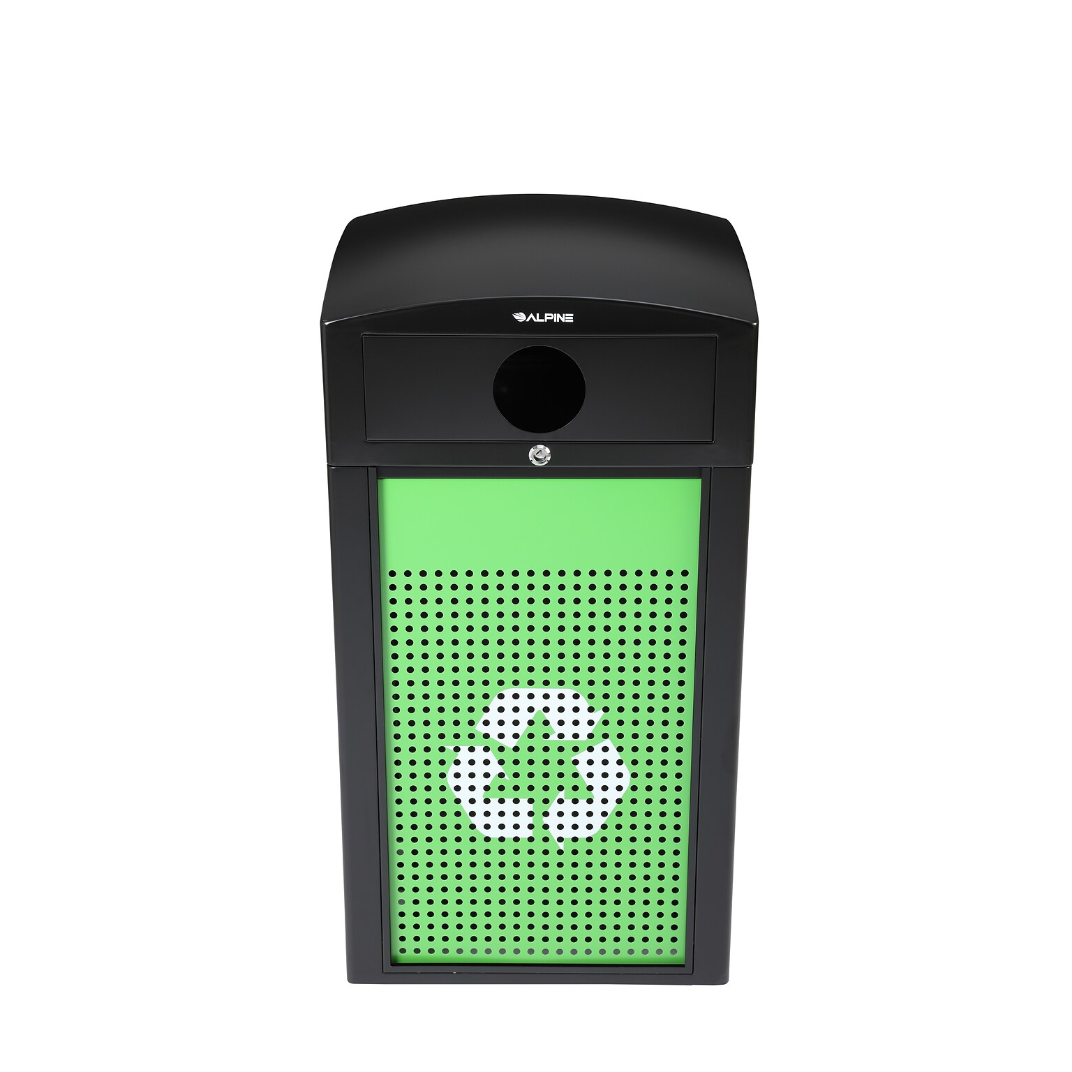 Alpine Industries GS Series Steel Recycling Bin, 40 Gallon, Green (ALP471-40-GS-C)