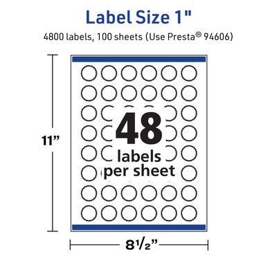 Avery TrueBlock Burst Multipurpose Labels, 1", White, 4800/Box (94606)