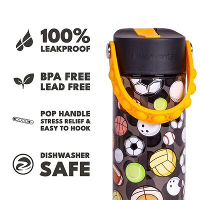 Elemental Splash Pop Plastic Water Bottle, 18 oz., Sports Ball (EMLETR18SPB23P)