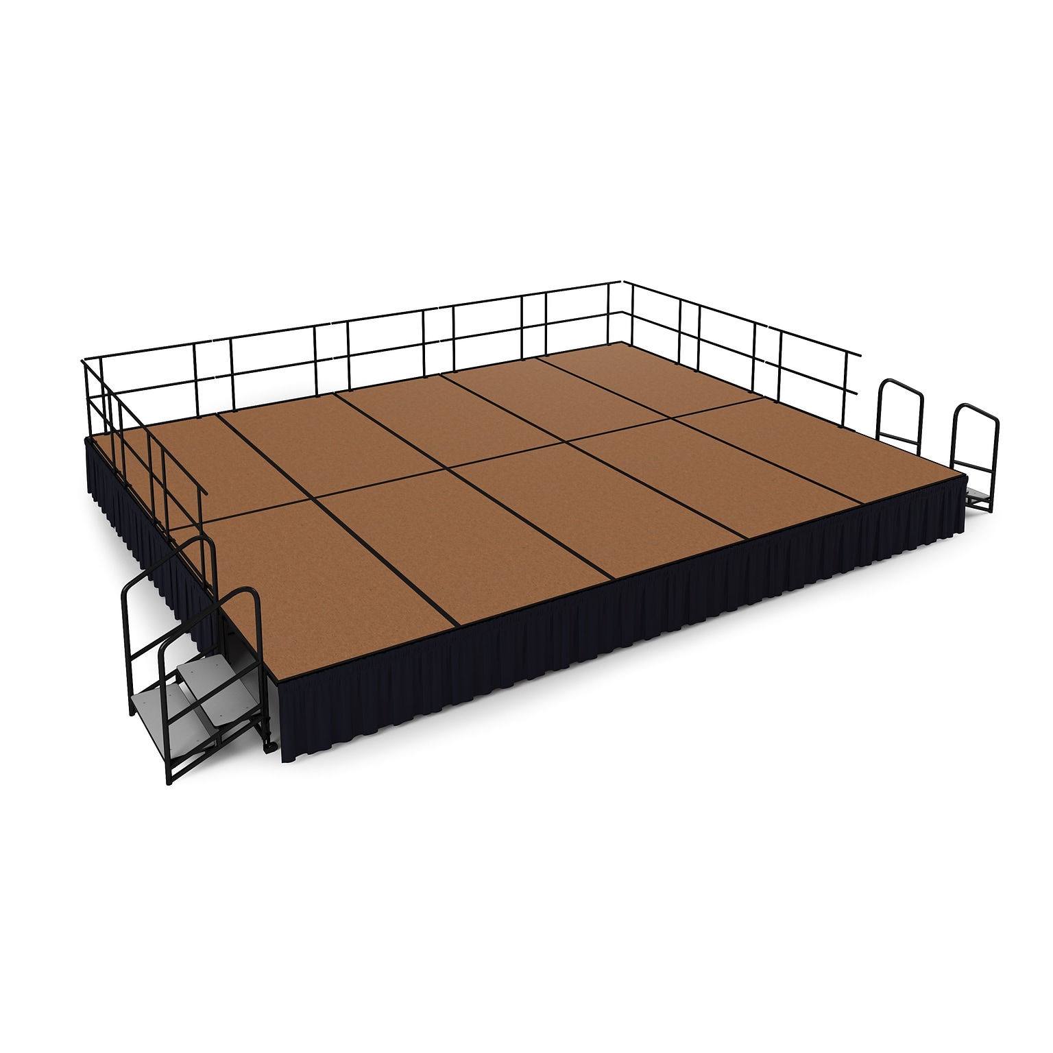 NPS 24 Stage Package, 16 x 20, Shirred Pleat Black Skirting, Hardboard Floor (SG482410HBSS10)