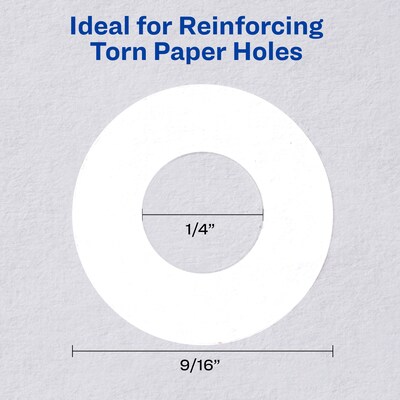 Avery Self-Adhesive Plastic Reinforcement Labels, 1/4" Diameter, Matte White, 200/Pack (13967/5729)