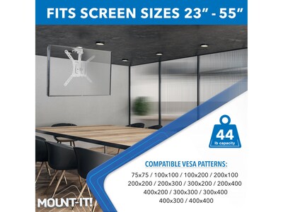 Mount-It! Tilt and Swivel Flip-down Ceiling TV Mount, 44 lbs. Max. (MI-4225WHT)