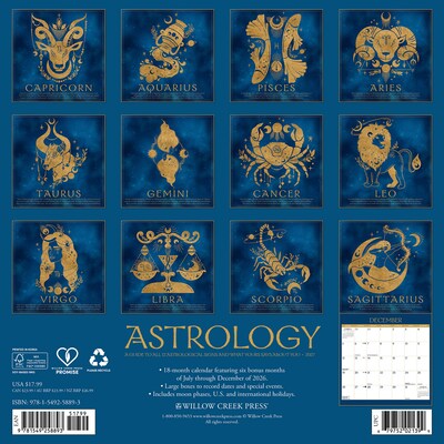 2027 Willow Creek Astrology 12 x 12 Monthly Wall Calendar, Assorted Colors (58893)