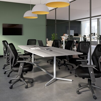 Bush Business Furniture 120W x 48D Boat Shaped Conference Table with Metal Base, Platinum Gray (99TB