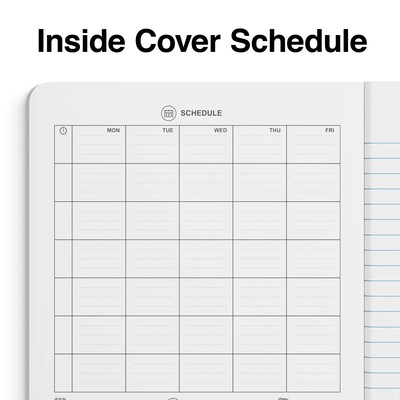 Staples® Composition Notebook, 7.5" x 9.75", Wide Ruled, 100 Sheets, Blue (ST55073)