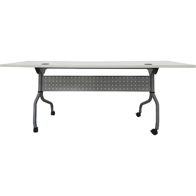 Lorell 72"W x 23.6"D Foldable Flip Top Training Table, Melamine, With Wheels, White (LLR60743)