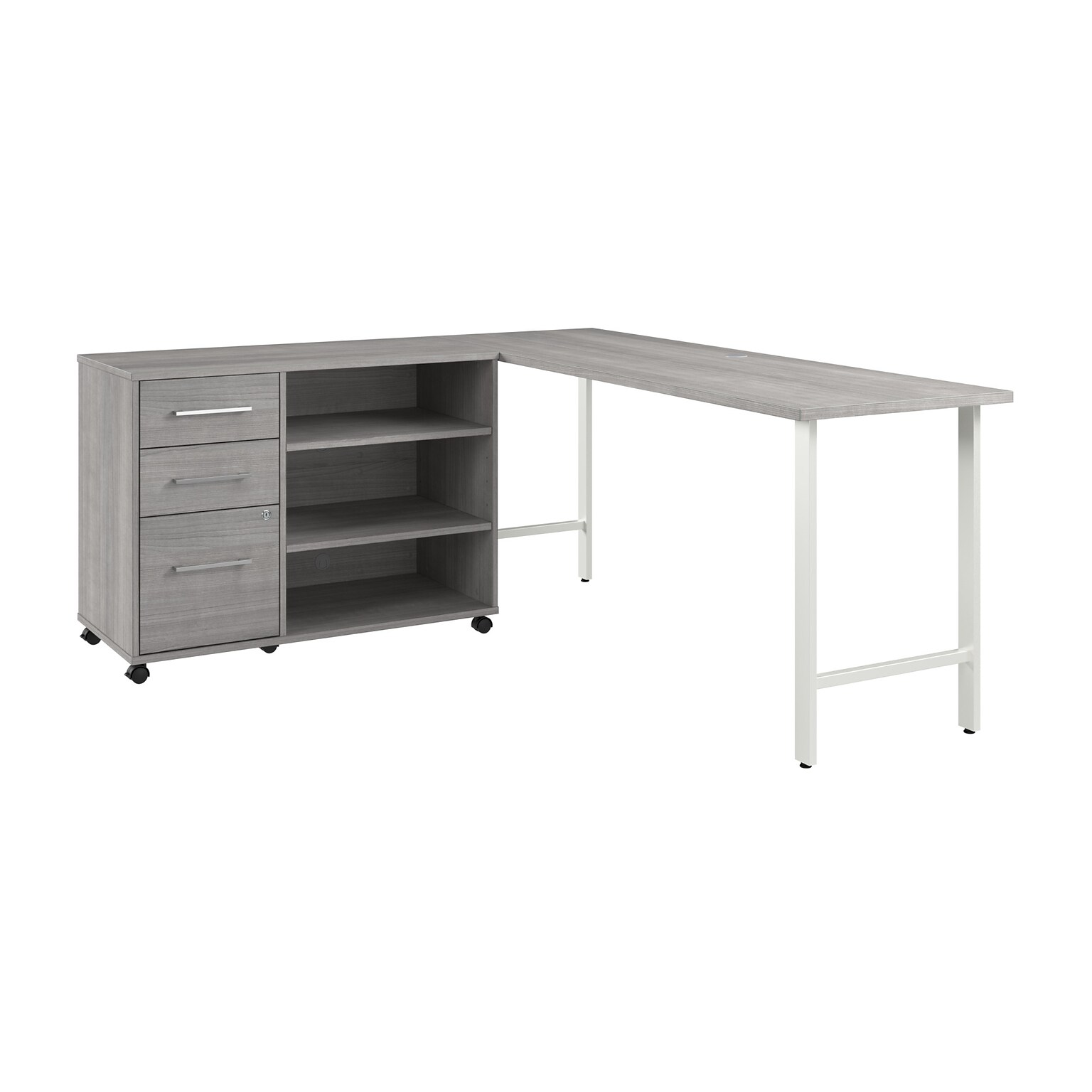 Bush Business Furniture Hustle 72W Computer Desk and Storage Cabinet with Drawers and Shelves, Platinum Gray (HUS008PG)
