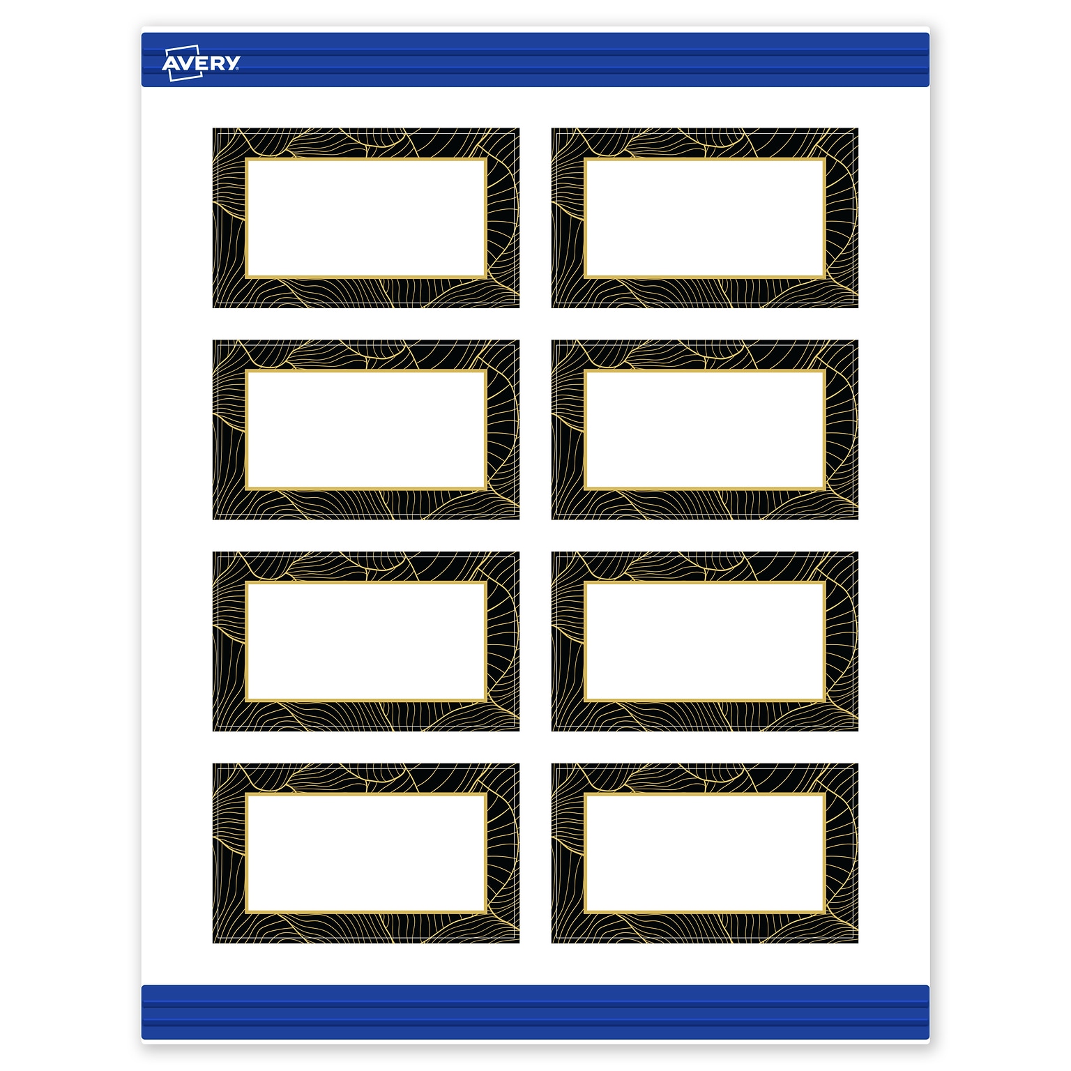 Avery Black with Gold Pattern Matte Blank Card, White, 80/Pack (S00-ETS)