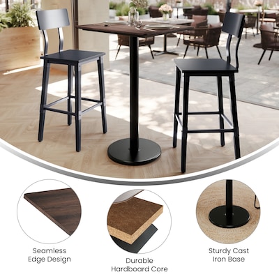 Flash Furniture Acadia Wooden Dining Table, 23.75"D x 29.75"W, Dark Brown/Black Base (ST2430WBRTR18B)