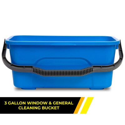 Gritt Commercial Plastic Squeegee Bucket, 3-Gallon, Blue, 12/Carton (GRI183)