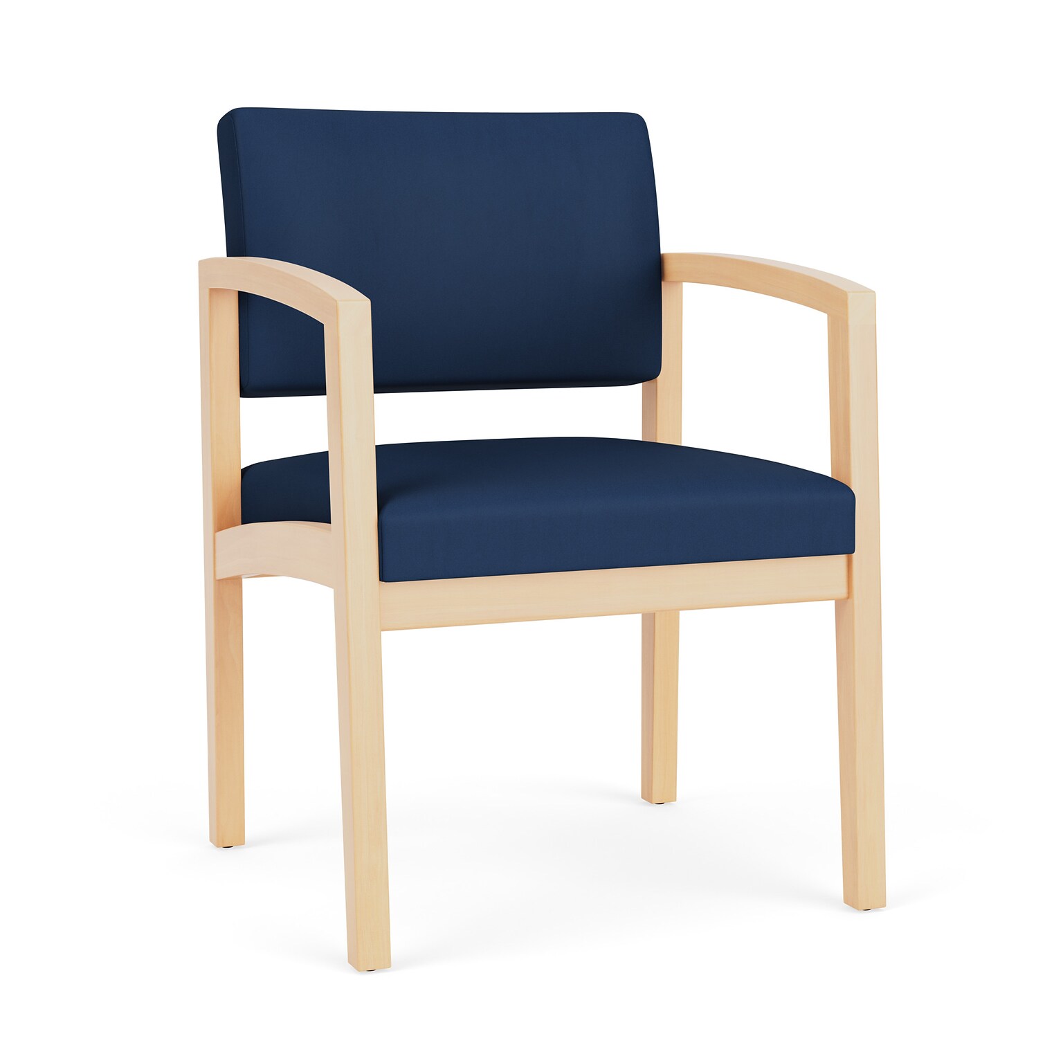 Lesro Lenox Wood Vinyl Guest Chair, Patriot Plus Imperial Blue/Natural (LW1101.WNA-01PPIB)