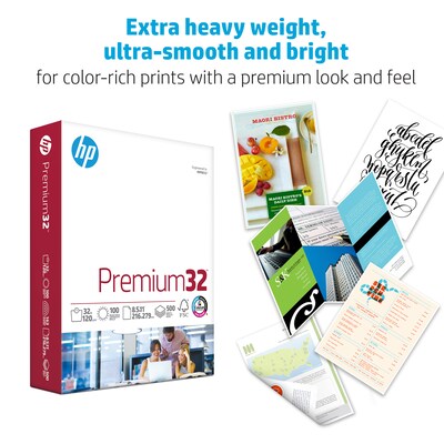 HP Premium32 8.5" x 11" Multipurpose Paper, 32 lbs., 100 Brightness, 500 Sheets/Ream (113100)