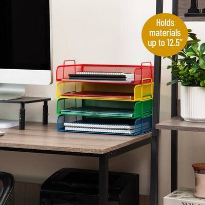Mind Reader Metal Side Loading Stackable Letter Tray, Multicolored (DSTACK4-ASST)