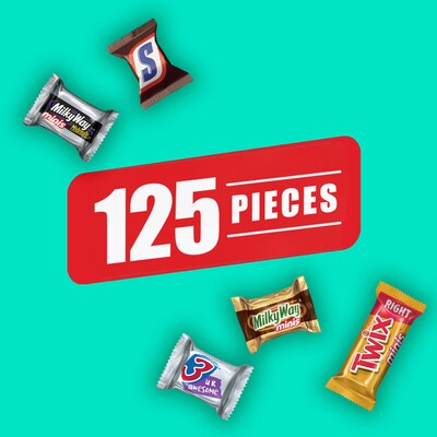 Mars Mini Size Chocolate Bars Variety Mix, 35.24 oz., 125 Pieces/Bag, 2/Bundle (MMM57640)