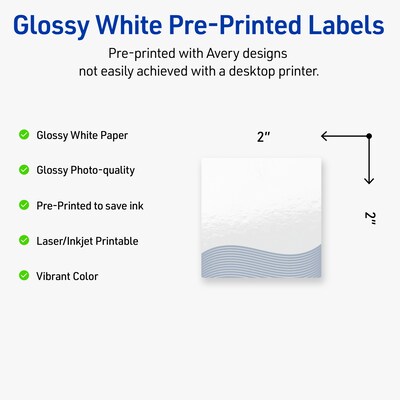 Avery Laser/Inkjet Square Multipurpose Labels, 2 x 2, White, 120/Pack (S00-ETW)