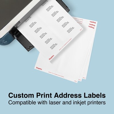 Staples® Laser/Inkjet Address Labels, 1 1/3" x 4", White, 14 Labels/Sheet, 250 Sheets/Box, 3500 Labels/Box (ST18065-CC)