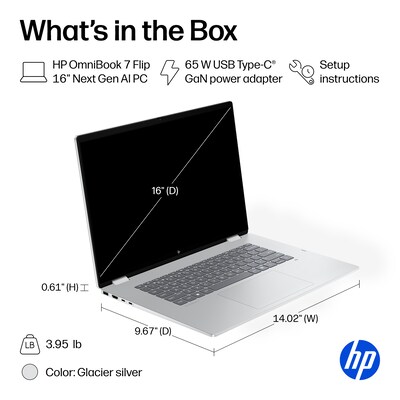 HP OmniBook 7 Flip 16" 2K 2-in-1, Copilot+ PC, Intel Core Ultra 7, 16GB RAM, 512GB SSD, +23 Hour Battery, Windows 11 Home