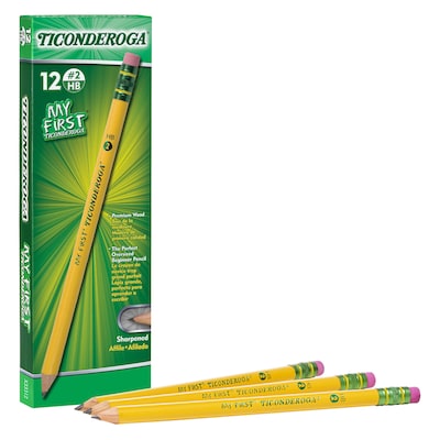 Ticonderoga My First Ticonderoga Wooden Pencils, No. 2 Medium Lead, Dozen (33312)