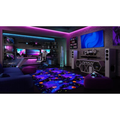 Joy Carpets Space Explorer Nylon 4' x 6' Machine Tufted Rug, Fluorescent (43N)