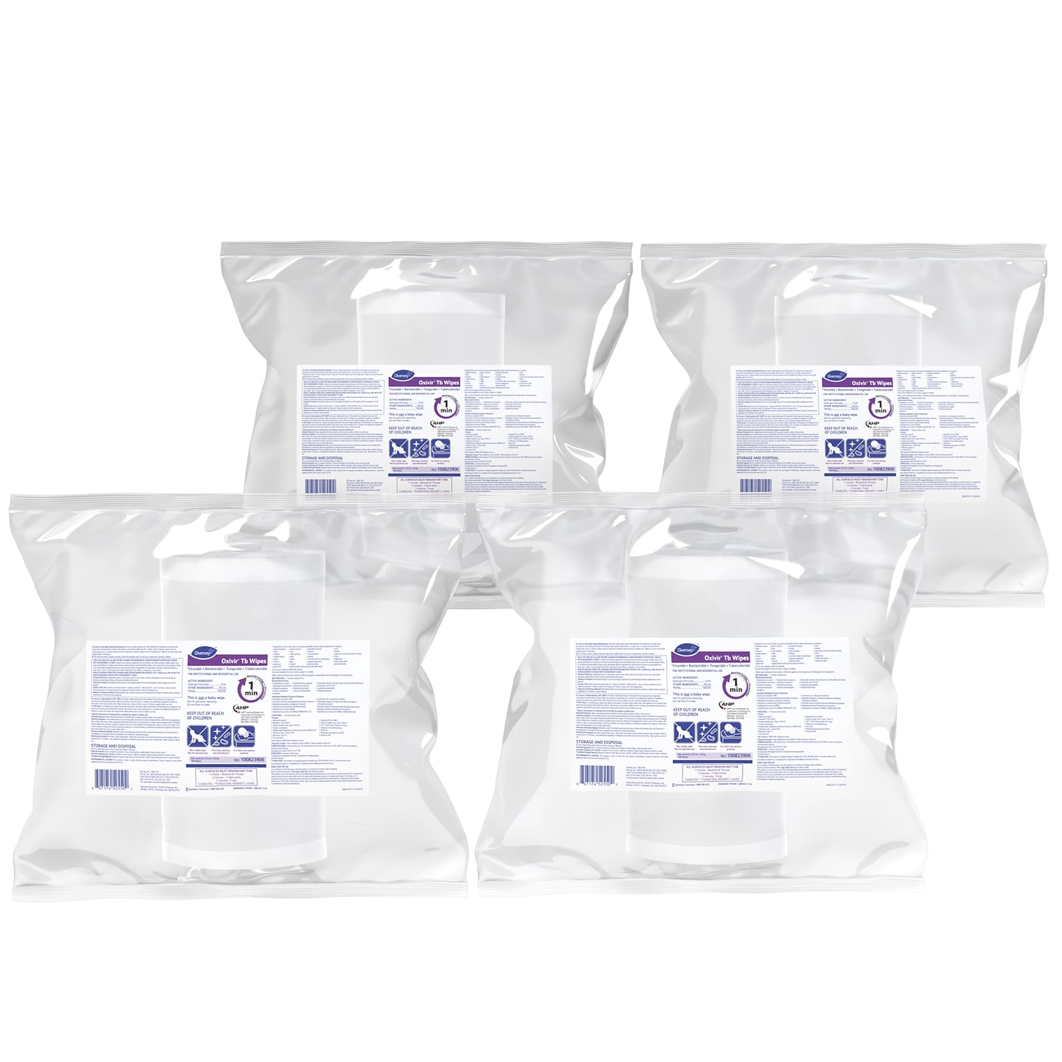 Oxivir Disinfecting Wipes Refill, Fresh Citrus Scent, 160 Wipes/Container, 4/Carton (100823906)