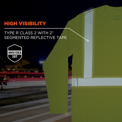 Chill-Its 6688 High Visibility Cooling Sun Shirt with UV Protection, ANSI Type R, Class 2, Lime, L (12138)