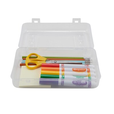Advantus Polystyrene Pencil Box Clear, 5.25" x 8.5" x 2.5", Clear, 6/Pack (AVT34104-6)