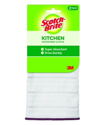 Scotch-Brite Kitchen Microfiber Dish Cloths, White, 24/Pack (9032-2)