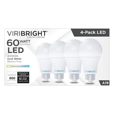 Viribright 8.5 Watts Cool White LED General-Purpose Bulb, 4/Box (640448-4)
