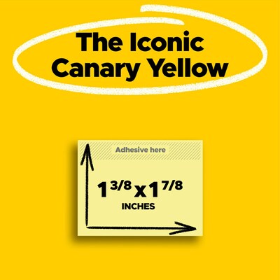 Post-it Notes, 1 3/8 x 1 7/8, Canary Collection, 100 Sheet/Pad, 24 Pads/Pack (65324VADB)