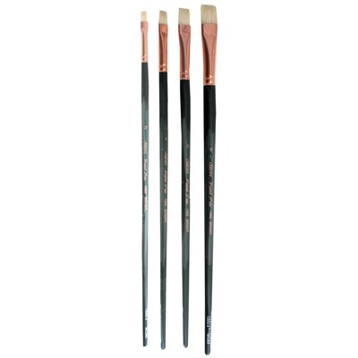 Silver Brush Natural Hog Bristle, Bright Brushes, 4/Pack (SLVGP1073)