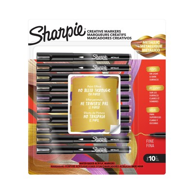 Sharpie Creative Liquid Ink Markers, Fine Tip, Metallic, 10/Pack (2221929)