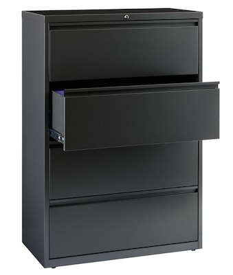 Lorell Fortress Series 4-Drawer Lateral File Cabinet, 36W x 18.6D x 52.5H, Legal/Letter, Charcoal (LLR60446)