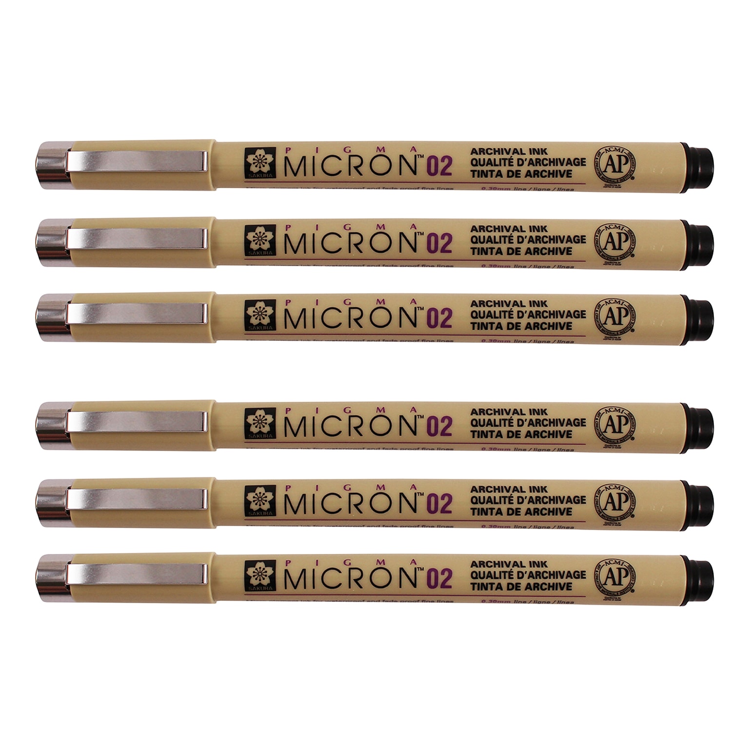 Sakura Pigma Micron Pen, Fineliner, Black Ink, 6/Pack (SAKXSDK0249-6)