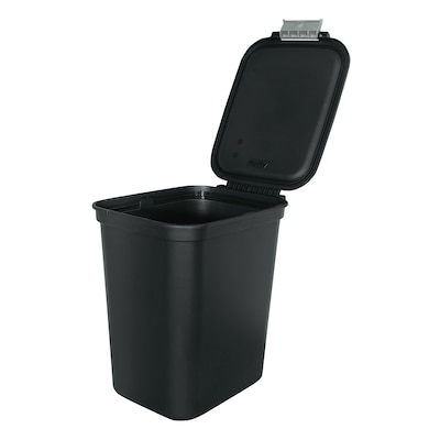 Hefty Locking Hinged Lid Trash Can, 7.7 Gallons, Black, 2/Pack (HFTCOM229207507)