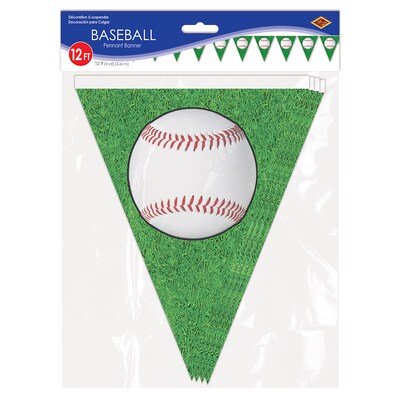 Beistle Baseball Pennant Banner, Green/White, 3/Pack (53661)