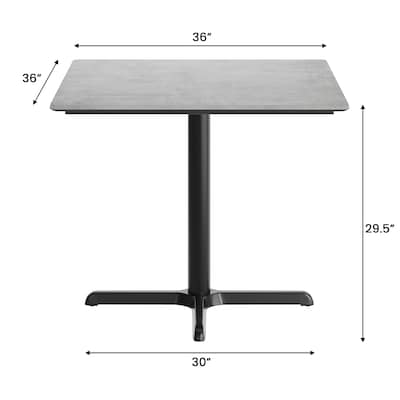 Flash Furniture Acadia Square Wooden Dining Table with X-Base, 36"D x 36"W, Gray Faux Concrete/Black Base (STSQ36CGT3030)