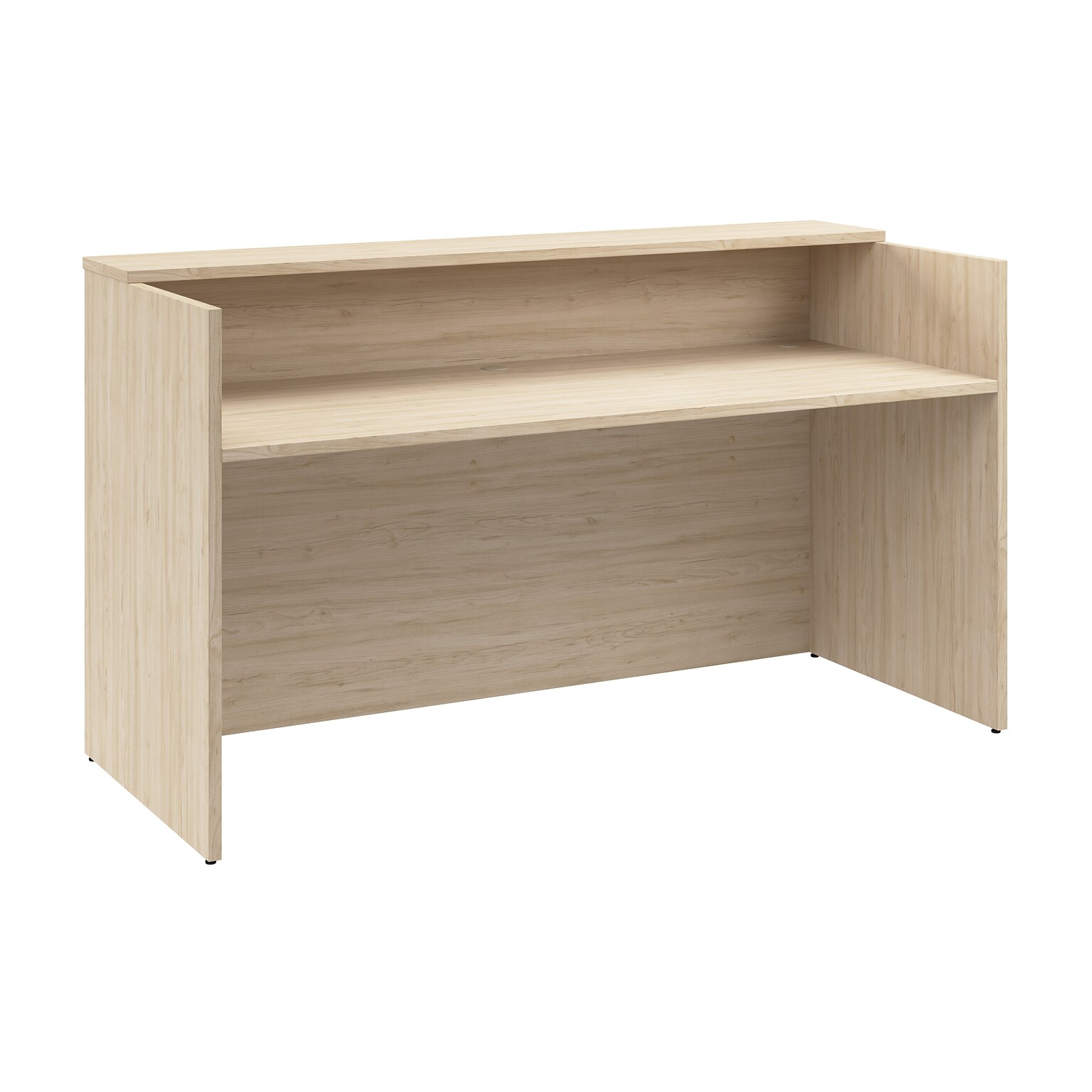 Bush Business Furniture Arrive 72W Reception Desk with Shelf, Natural Elm (AVD172NEK)