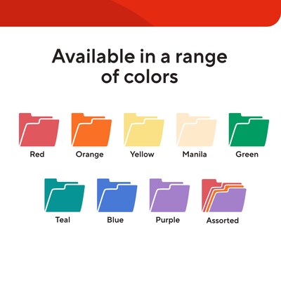 Staples File Folders, Letter Size, 1/3-Cut Tabs, Assorted Positions, Green, Durable Paper Stock, 100/Pack