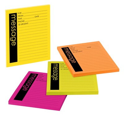 Post-it Super Sticky Telephone Message Notes, 4 x 5, Energy Boost Collection, Lined, 4 Pads (7679-