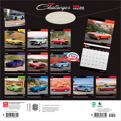 2026 BrownTrout Dodge Challenger 12 x 12 Monthly Wall Calendar (9798330707614)