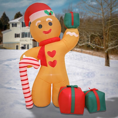 National Tree Company First Traditions Collection 8 ft. Inflatable Blow Up Gingerbread Man (FRT100-JAY10224)