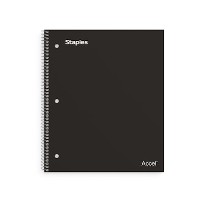 Staples Premium 1-Subject Notebook, 8 x 10.5, Wide Ruled, 100 Sheets, Black, 12 Notebooks/Carton (