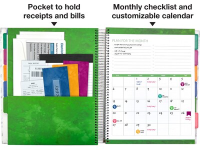 Global Printed Products 8.5" x 11" Budget Planner & Monthly Bill Organizer, Paperboard Cover, Blue/White (GPP-0073B)