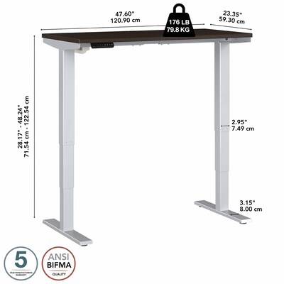 Bush Business Furniture Move 40 Series 48"W Electric Height Adjustable Standing Desk, Mocha Cherry/Cool Gray (M4S4824MRSK)