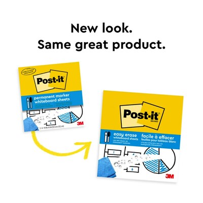 Post-it Easy Erase Plastic Adhesive Dry-Erase Whiteboard, 9.1" x 9.1", 2/Pack (FWS-Sheets-2PK)
