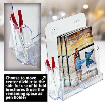 Azar 8.5" x 11" Brochure Holder, Desktop/Countertop, Vertical/Horizontal, Acrylic, Clear, 2/Pack (252387-2PK)
