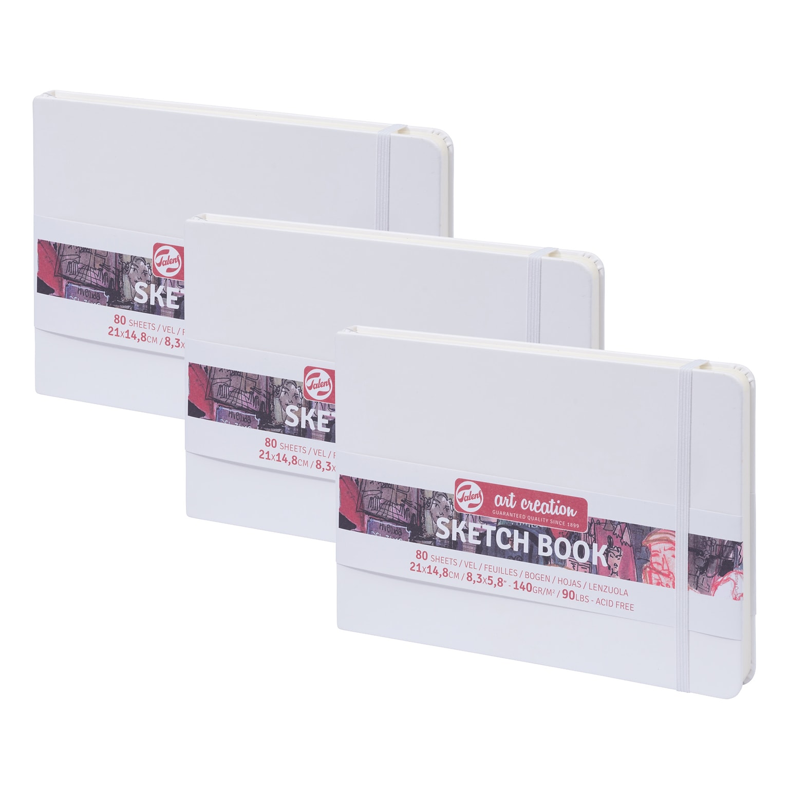 Talens Art Creation 8.3 x 5.8 Sketch Book, 80 Sheets/Book, 3/Bundle (TLN9314105M-3)